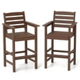 thumbnail image 1 of Costway Patio Adirondack Bar Chairs Set of 2 with Wide Armrests & Footrest Backrest Brown, 1 of 8