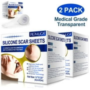 Pephuca Medical Grade Silicone Scar Sheets,Reusable and Breathable Silicone Gel Tape for Scar Removal,120inch x 1.6inch Roll Reusable 6 Months Supply,Transparent - 2 Pack