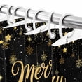 thumbnail image 5 of Merry Christmas Shower Curtain, 66" x 72", Santa Claus Snowman Gold Snow Stars Black Waterproof Bathroom Curtain Washable Shower Curtain Set with 12 Hooks, 5 of 6