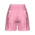 thumbnail image 5 of RYRJJ Women's Linen Shorts Summer Striped Drawstring High Waisted Pajama Lounge Shorts With Pockets Trendy Cute Beach Bottoms(Watermelon Red,M), 5 of 5