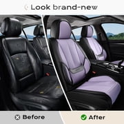 Coverado Black&Purple Car Seat Covers Full Set, Waterproof Premium Leather Front and Back Seat Protectors, Luxury Auto Interior Accessories, Universal Fit Most Cars Sedan SUVs Pick-up Trucks