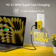 thumbnail image 2 of Cargador AOHI Youth, 140 W, GaN+, USB C PD3.1 PPS, 3 puertos, color amarillo, 2 of 9