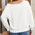 thumbnail image 5 of Sweatshirt for Women, Fashion Girls Off Shoulder Sweatshirts Pullover Long Sleeve Tops Soft T Shirts Tops Casual Comfy Fall Outfits Office Travel Trendy Party Sportswear, 5 of 8