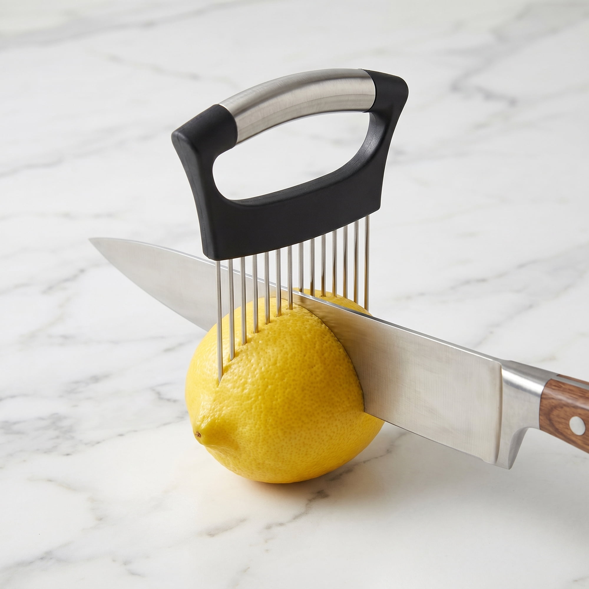 Unique Bargains Vegetable Chopper Food Processor Onion Slicing Holder Black/Silver-3