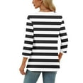 thumbnail image 4 of hotojiny T Shirts for Women Spring Fashion Striped Crew Neck Casual Tops Summer Soft 3/4 Sleeve Loose Tees Clothes, 4 of 7