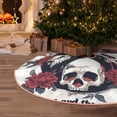 thumbnail image 5 of Daiia Gothic Skulls And Roses Drawing Merry Christmas Tree Skirt , Xmas Large Lace-up Tree Skirt, Santa Snowflakes Rustic Home Decorations New Year Party Farmhouse Decor-48", 5 of 6
