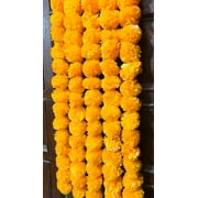 Pack of 5 Strings Indian Yellow and orange Artificial Decorative Marigold Flower Garland Strings for Diwali, Christmas, Wedding Party Decoration Strings