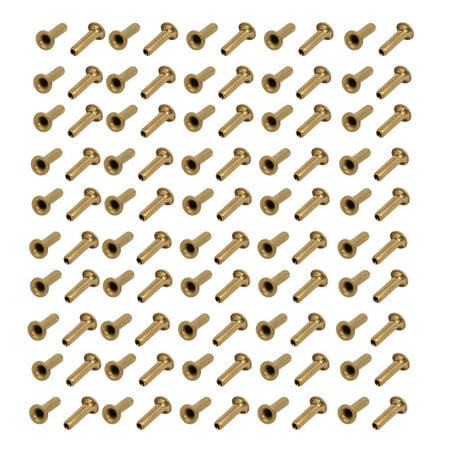 

100pcs M2 x 8mm Brass Plated Metal Hollow Eyelets Rivets Gold Tone
