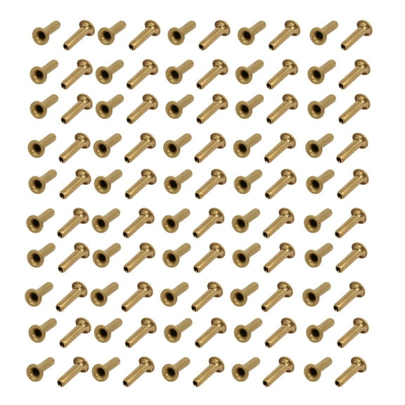 100pcs M2 x 8mm Brass Plated Metal Hollow Eyelets Rivets Gold Tone