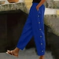 thumbnail image 2 of WCMZJ Linen Pants for Women 2025 Plus Size Trendy Solid Spring Summer Gauze Pants Casual Elastic Waist Comfy Trousers Blue XL, 2 of 7
