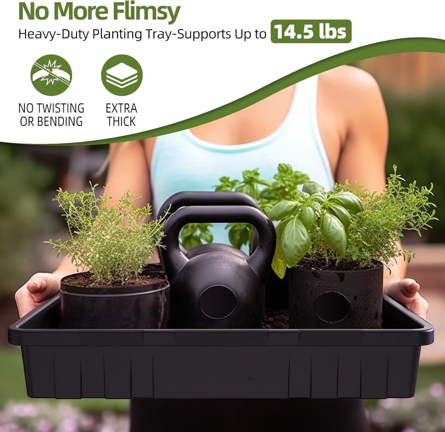 Extra Thick Heavy Duty Seed Starting Trays - Microgreens Growing Trays Seedling Plant Germination Starter Tray Transplant Fodder Flats, No Holes, No Leakage, Reusable