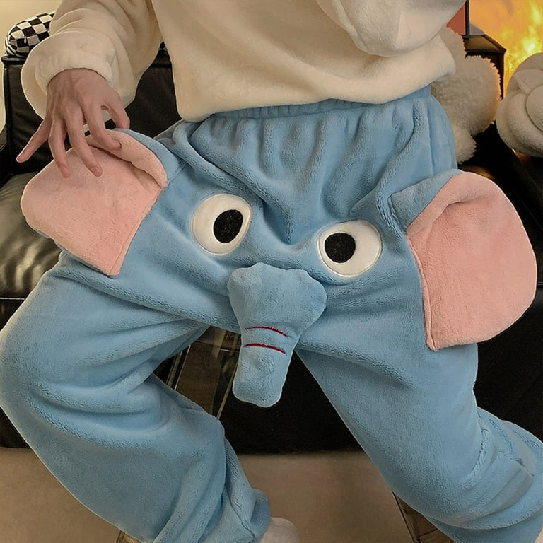 Penkiiy Cartoon Elephant Long Pajamas Pants Cute Animal Pants Big