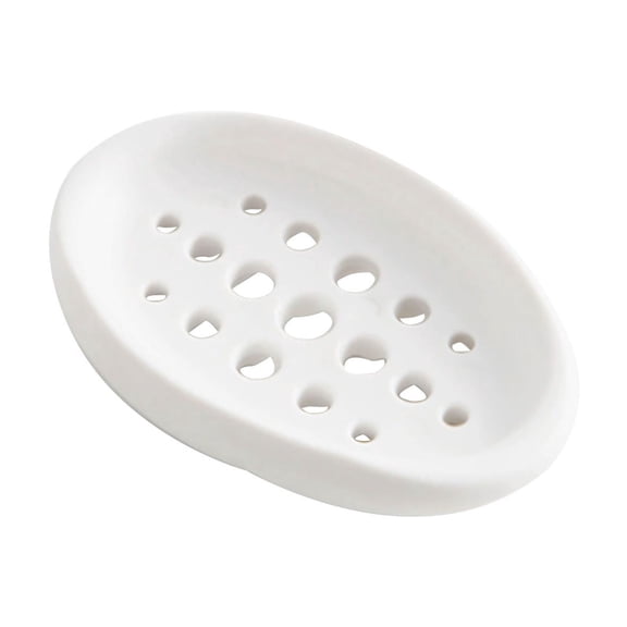 Jompy Soap Dish with Drain Soap Holder Tray Oval Self Draining Soap Saver Case for Bar Soap and Sponges Simple Bathroom Countertop or Shower Sink Organizer (1Pc 5"x3")