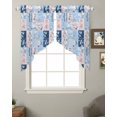 thumbnail image 2 of Pink Floral Blue Swag Valances for Windows, Farmhouse Botanical Vintage Leaves Rod Pocket Sheer Valances for Large Windows, Swag Toppers Light Filtering for Kitchen Living Room 2 Panels 36''x45'', 2 of 6