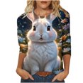 thumbnail image 2 of EGNMCR Easter T-Shirts à Imprimé pour Femmes T-Shirts Graphiques pour Femmes T-Shirts pour Femmes T-shirt Décontracté Mode T-shirt Imprimé Manches 3/4 Col Rond Froncé Chandail Blouse Hauts T-Shirts pour Femmes, 2 of 5