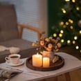 thumbnail image 5 of Round Wood Candle Tray Rustic Wooden Candle Holder Distressed Pillar Stand Farmhouse Tea Light Plate Base for Living Room Coffee Table Centerpiece for Kitchen Counter Bathroom Home Decor, 5 of 7