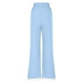 thumbnail image 4 of 2026 Casual Summer Linen Pants Womens Capris Lace Elastic High Waist Pant Straight Cropped Trouser Light Blue S, 4 of 9