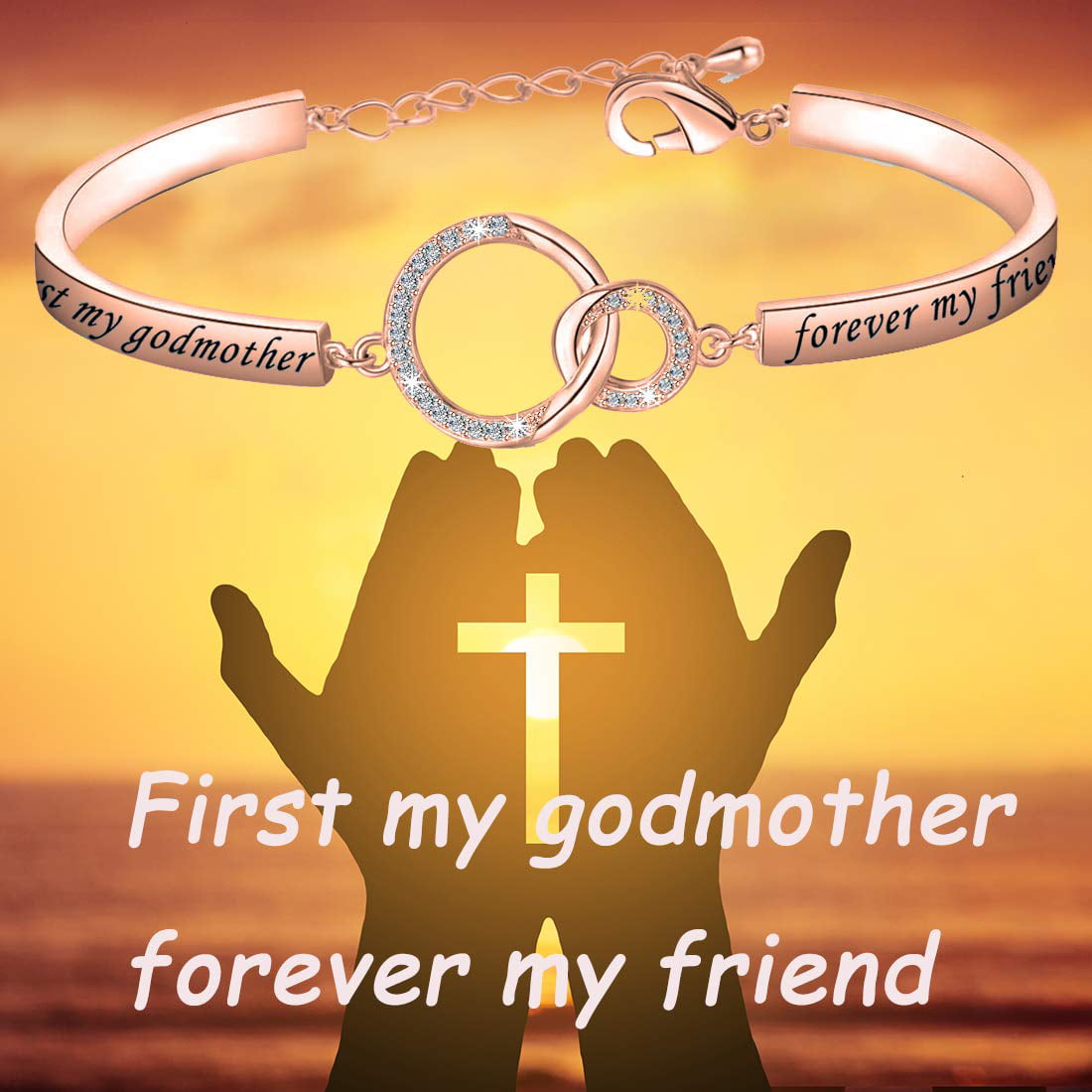 Christening Jewelry First My Godmother Forever My Friends Religious Gift Godmother Keychain from Goddaughter Godson 