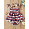 thumbnail image 2 of Bagilaanoe Baby Girls Romper Dress Stars Stripe Printed Bandage Strap Summer Casual Sleeveless  Independence Day Jumpsuit, 2 of 8
