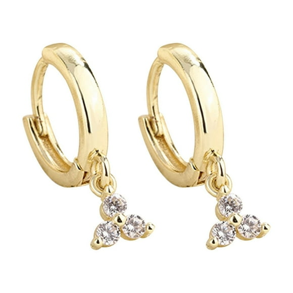 Stacks Hypoallergenic Earrings Sterling Silver Round Simulated Diamond Stud Earrings for Women14K Gold Plated Flat Back Cartilage Earring for Womens Men