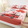 thumbnail image 3 of Castle Fairy Kids Teenagers Happy Valentine's Day Twin Sheet Sets 3pcs,Kawaii Gnome Truck Twin Fitted Sheet Microfiber,Romantic Love Heart Print Breathable Flat Sheet,Microfiber Bedroom Decor, 3 of 7
