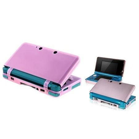 INSTEN Pink Aluminum Hard Case+Hot Pink Skin Gel Case For Nintendo 3DS N3DS