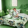 thumbnail image 4 of meiyoeat Dinosaur Monogrammed L Queen Comforter Set,Hreen Tropical Botanical Comforter Sets Queen,Light Gray Reversible,3Pcs,1 Comforter And 2 Pillowcases, 4 of 7