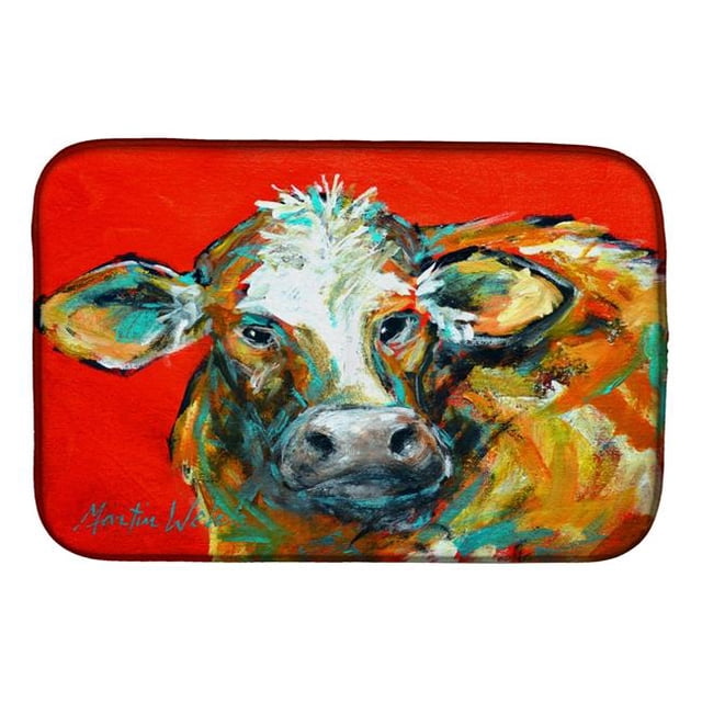 Carolines Treasures MW1272DDM Caught Red Handed Cow Dish Drying Mat