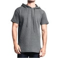 thumbnail image 1 of Dvkptbk Men's Small Checkered Slim Fitting Hooded Drawstring Short Sleeved Sports Casual Sweater on Clearance, 1 of 8