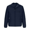 thumbnail image 3 of Men's Winter Warm Jacket Stand Collar Full Zip Padded Coats for Men Lightweight Down Quilted Thickened Jacket (Navy XL), 3 of 3