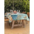 thumbnail image 3 of Outdoor Tablecloths with Umbrella Hole & Zipper, Teal Coastal 60 x102 Inch Rectangle Tablecloths, Summer Beach Starfish Shell Coral Nautical Waterproof Table Cloth, Patio/Pool/Picnic Table Covers, 3 of 8