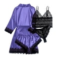 thumbnail image 3 of Shadoumai 3 Piece Floral Pajama Set For Women Silk Satin Printed Cami Tops and Pants Set with Robe Sleepwear Loungewear Pj Sets, 3 of 3