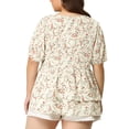 thumbnail image 3 of Unique Bargains Women's Plus Size Floral Layered Flare Hem Casual Peplum Tops 1X White, 3 of 7
