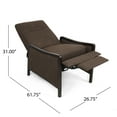 thumbnail image 6 of Noble House Roski Upholstered Pushback Recliner, Brown and Dark Walnut, 6 of 8