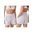 thumbnail image 2 of Raccmtaty Women's Fashion Loose Shorts Stripe Buttons High Elastic Waist Short Pants Summer Casual Shorts, 2 of 7