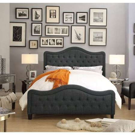 FULLY WIND CO, LTD. Moser Bay Furniture Adella Linen Charcoal Queen Waved Top Upholstery Bed