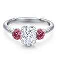 thumbnail image 3 of Gem Stone King 925 Sterling Silver Pink Tourmaline Ring Set with Oval Moissanite (2.00 Cttw), 3 of 7