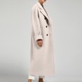thumbnail image 5 of Lovskoo Womens Winter Coats Double Breasted Pea Coat Solid Color Lapel Pocket Button Long Woolen Coat Jacket Cardigan Jacket Trench Coat Overcoat White, 5 of 7