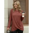 thumbnail image 4 of OALUXE Long Sleeve Shirts for Women Dressy Casual Tunic Tops Crewneck Front Twist Blouses, 4 of 7