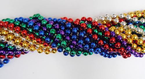 36 Pirate Colors Mardi Gras Beads Necklaces Red Silver Black 3 Doz Global Disco 