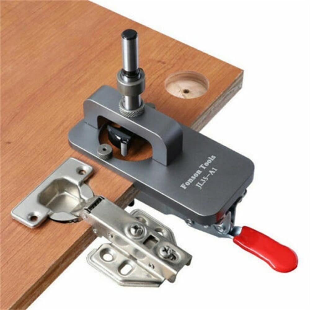 35MM Concealed Hinge Jig, Aluminum Alloy Hinge Hole Drilling Jig Puncher Locator, Woodworking Drilling Tools For Door Cabinets Hinges Mounting