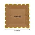 thumbnail image 3 of Efavormart 25 Pack | 7" Natural / Gold Scalloped Rim Square Paper Dessert Plates, Disposable Salad Appetizer Party Plates, 3 of 11