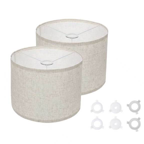 Lamp Shades for Table Lamps Set of 2, Lamp Shades Natural Linen, Beige Drum Lampshades 15.6''Top X 15.6'' Bottom X 10'' High