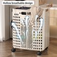 thumbnail image 3 of tasrioml Clothes Laundry Basket with Wheels Large Capacity Foldable Design Wheeled Hamper Storage Basket with Handle, 3 of 8