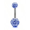 thumbnail image 1 of 1pc Unisex Navel Ring With Full Crystal & Earthenware Ball Pendant, European & American Style, 1 of 5