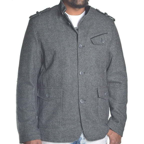 Perry Ellis Principles Men's Gray Black Wool Blend Coat Jacket