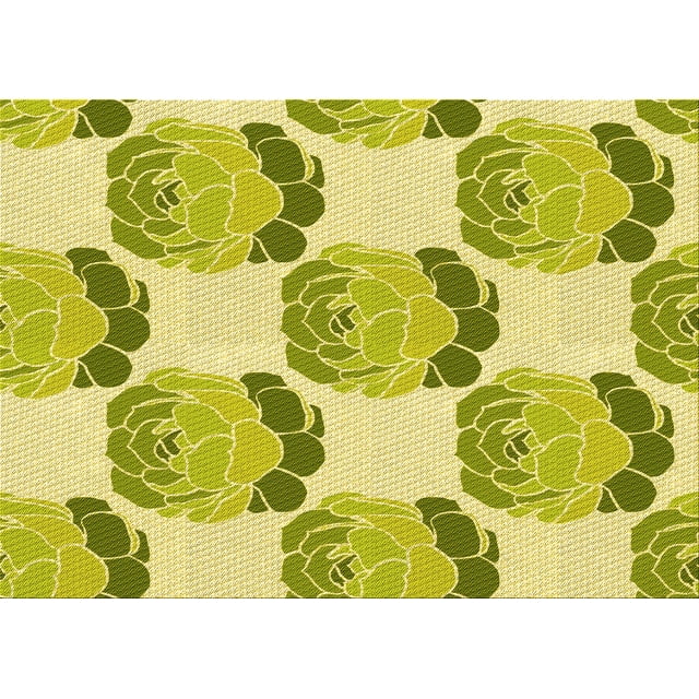 Ahgly Company Machine Washable Indoor Rectangle Transitional Dark Yellow Green Area Rugs, 2' x 3'
