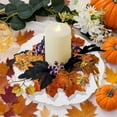 thumbnail image 6 of Btomtd Diameter 25cm Pumpkin Maple Leaf Berry Wreath Candle Holders Thanksgiving Halloween Table Decor with Scented Garland, E, 6 of 9