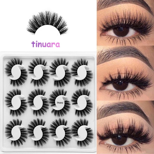 Fiudx Pestañas Postizas Naturales, 12 Pares de Pestañas Negras Gruesas, Cómodas para Cualquier Ocasión, Maquillaje de Ojos Espectacular, Uso Diario En Fiestas, Esenciales de Belleza Femenina, Guía de