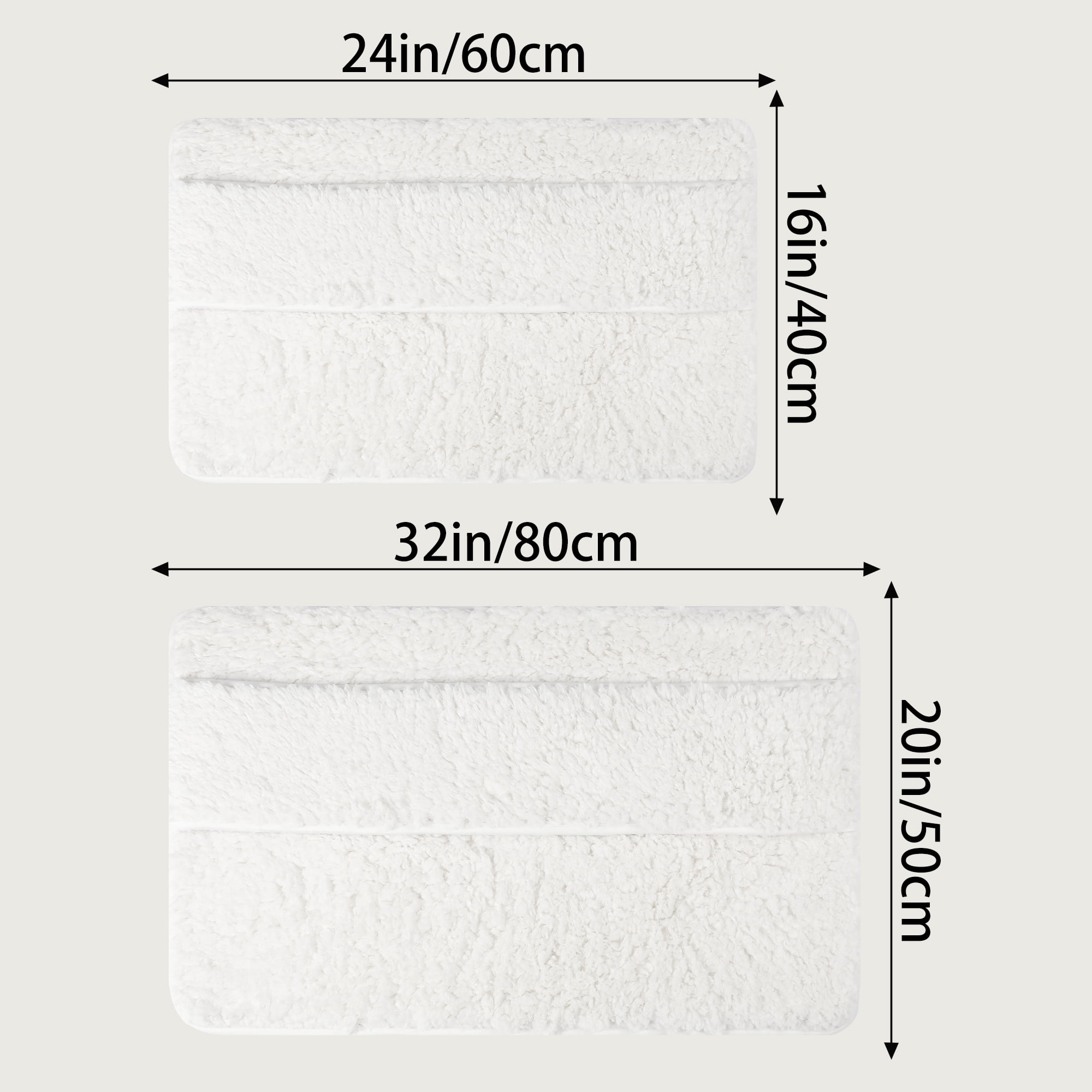 Unique Bargains Plush Shaggy Rugs Mat Absorbent Bath Rugs White 20" x 32"